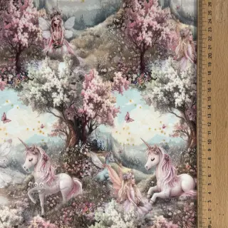 Harjattu collegekangas Fairy tales digital print
