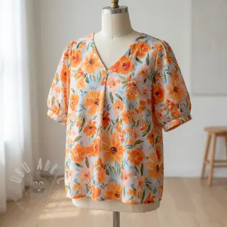 Puuvillakangas VOILE Sarah flowers digital print
