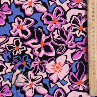 Viskoosi STRETCH Flowers Junie black