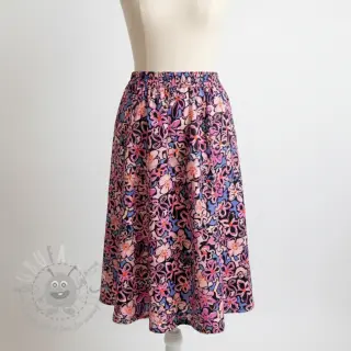 Viskoosi STRETCH Flowers Junie black