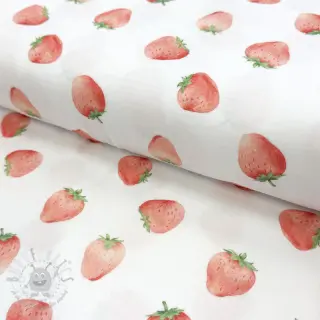 Kaksinkertainen harsokangas/musliini Strawberries digital print