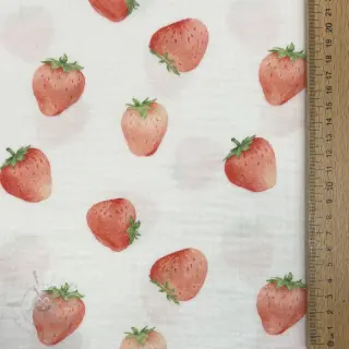 Kaksinkertainen harsokangas/musliini Strawberries digital print