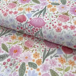Kaksinkertainen harsokangas/musliini Flowers pink dream digital print