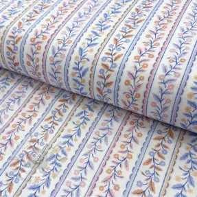 Kaksinkertainen harsokangas/musliini Leaves in stripes digital print ORGANIC