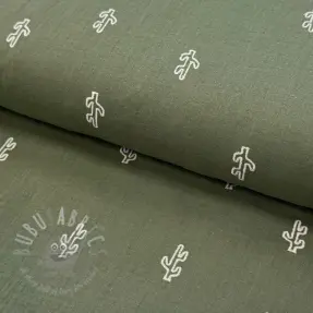 Kaksinkertainen harsokangas/musliini EMBROIDERY Cactus green