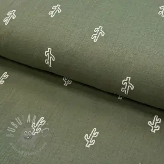 Kaksinkertainen harsokangas/musliini EMBROIDERY Cactus green