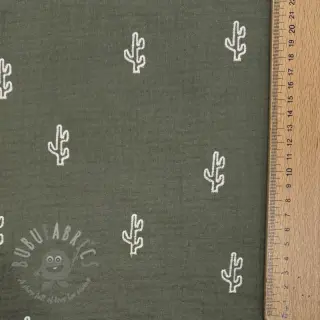 Kaksinkertainen harsokangas/musliini EMBROIDERY Cactus green
