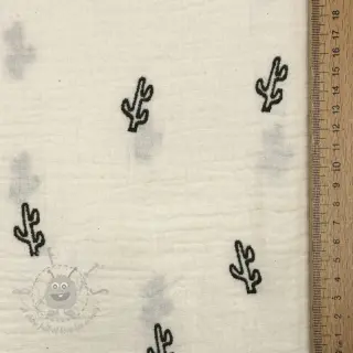 Kaksinkertainen harsokangas/musliini EMBROIDERY Cactus SIMPLY NATURAL