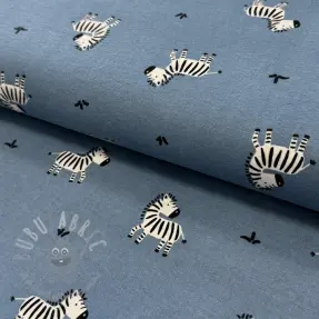 Puuvillakangas FLANNEL Zebras blue