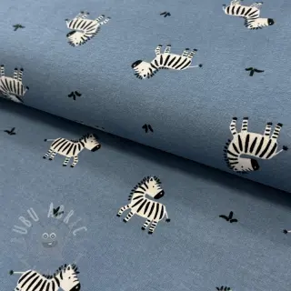 Puuvillakangas FLANNEL Zebras blue