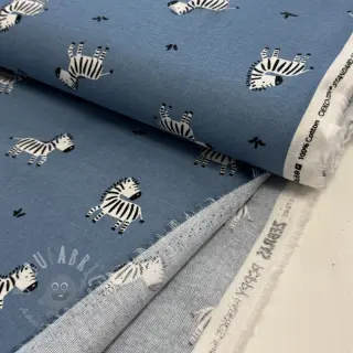 Puuvillakangas FLANNEL Zebras blue