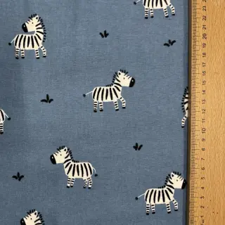 Bavlnená látka FLANNEL Zebras blue
