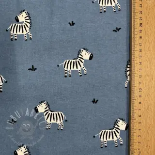 Puuvillakangas FLANNEL Zebras blue