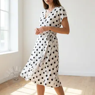 Viskoosi RADIANCE Polka BIG dot white