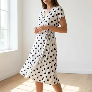 Viskóza RADIANCE Polka BIG dot white