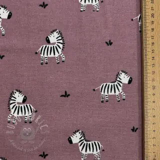 Puuvillakangas FLANNEL Zebras mauve