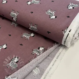 Puuvillakangas FLANNEL Zebras mauve
