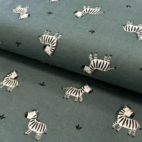 Bavlnená látka FLANNEL Zebras green