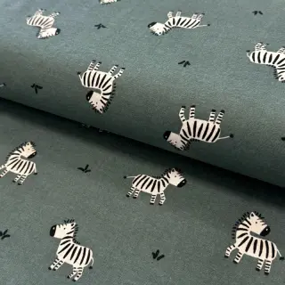 Bavlnená látka FLANNEL Zebras green