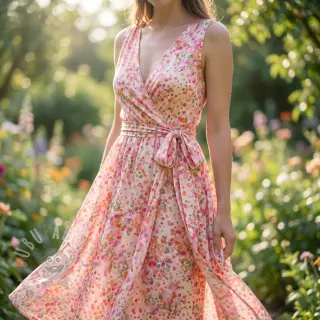Viskoosi SATIN Dots digital print