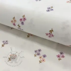 Puuvillakangas FLANNEL Flowers white