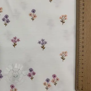 Puuvillakangas FLANNEL Flowers white
