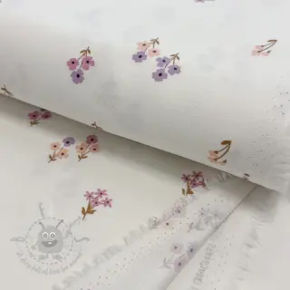 Puuvillakangas FLANNEL Flowers white