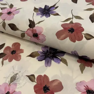 Puuvillakangas VISCOSE Flowers offwhite digital print