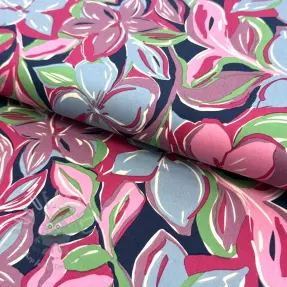 Puuvillakangas VISCOSE Flowers green