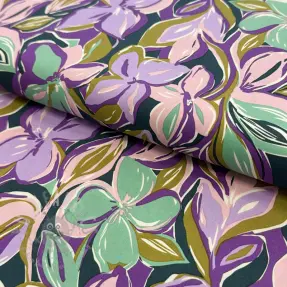 Puuvillakangas VISCOSE Flowers cobalt