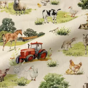 Sisustuskangas Cosy Farm Animals digital print