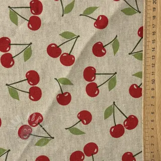 Sisustuskangas Linenlook premium Cherry Happy Joy