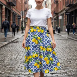 Puuvillakangas VISCOSE Lemons digital print