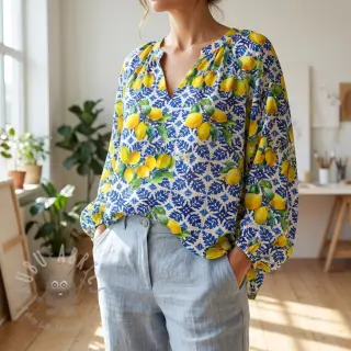 Puuvillakangas VISCOSE Lemons digital print