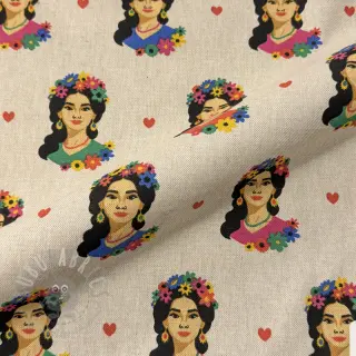 Sisustuskangas Linenlook premium Viva Flower Girl