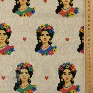Sisustuskangas Linenlook premium Viva Flower Girl