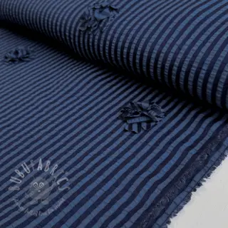 Viskoosi YARN DYED Stripes and flowers navy