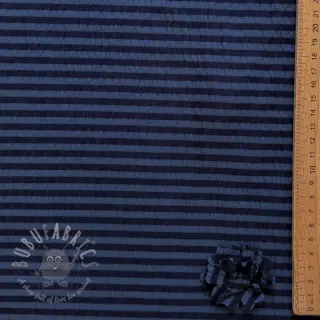 Viskoosi YARN DYED Stripes and flowers navy