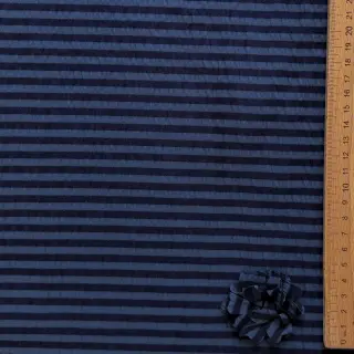 Viskóza YARN DYED Stripes and flowers navy
