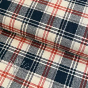 Puuvillakangas YARN DYED BRUSHED Check Mia navy