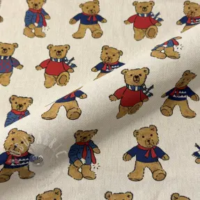 Sisustuskangas Linenlook Teddy Bear Cosy digital print