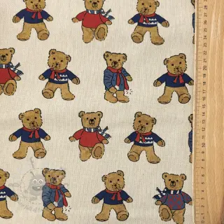Sisustuskangas Linenlook Teddy Bear Cosy digital print