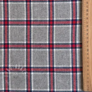 Puuvillakangas YARN DYED BRUSHED Check Dara grey