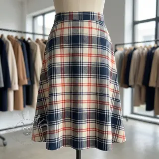 Puuvillakangas YARN DYED BRUSHED Check Mia navy