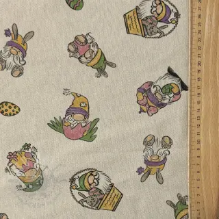 Sisustuskangas Linenlook Tomte Easter Egg digital print