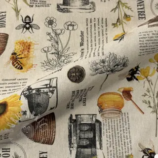 Sisustuskangas Linenlook Bee Honey Recipe digital print