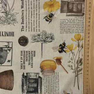 Dekoračná látka Linenlook Bee Honey Recipe digital print