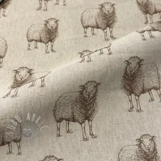 Sisustuskangas Linenlook Pen Drawing Sheep digital print