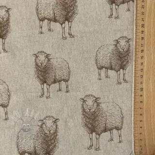 Sisustuskangas Linenlook Pen Drawing Sheep digital print