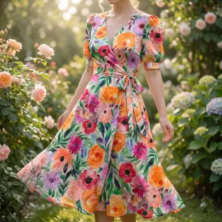 Viskoosi RADIANCE Flowers Lirie digital print